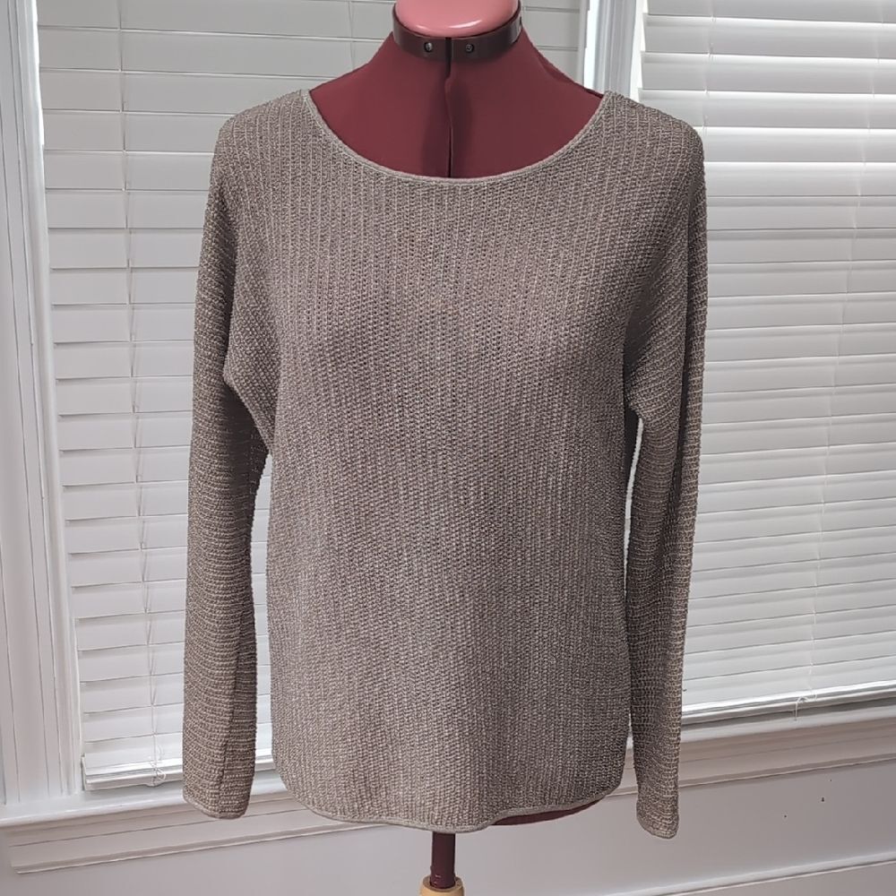 Joie Metallic Neutral Sweater Glam Layering Chic Party Cocktail Going Out Sheer